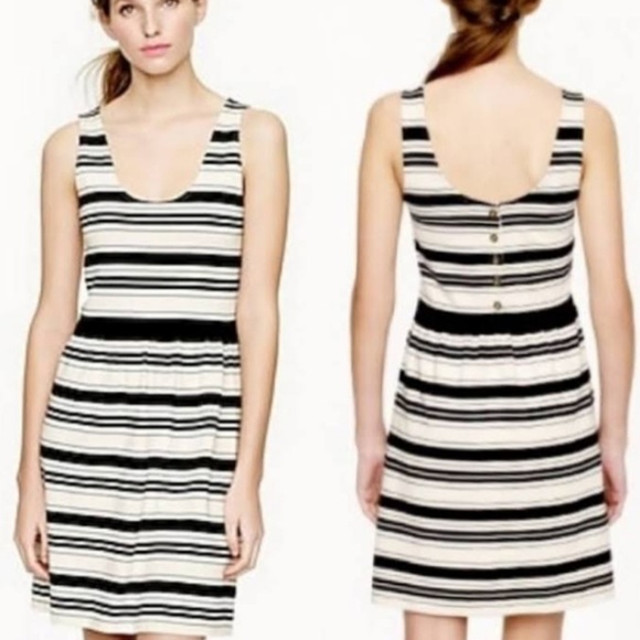 J. Crew | Black and Cream Stripe Villa Dress - Picture 1 of 8